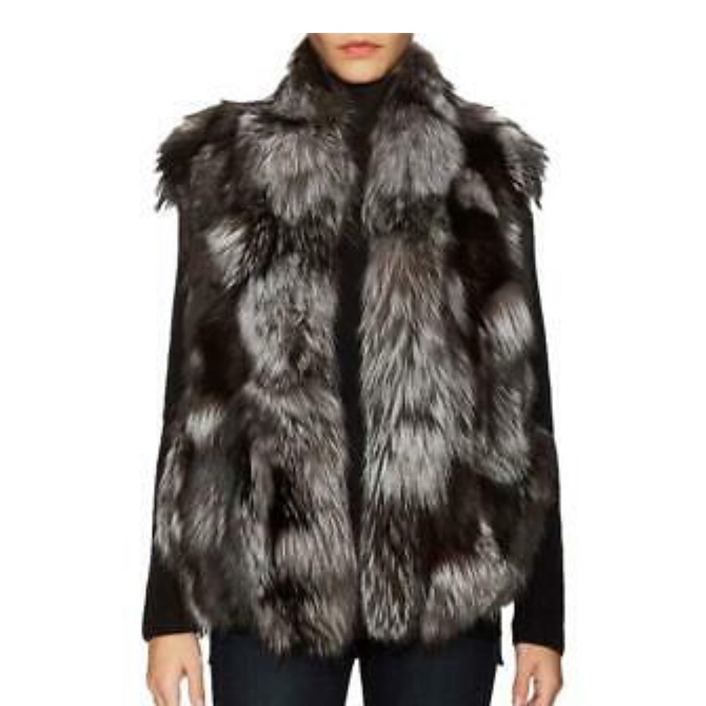 Vince - Silver Grey Fox Fur Vest - Medium